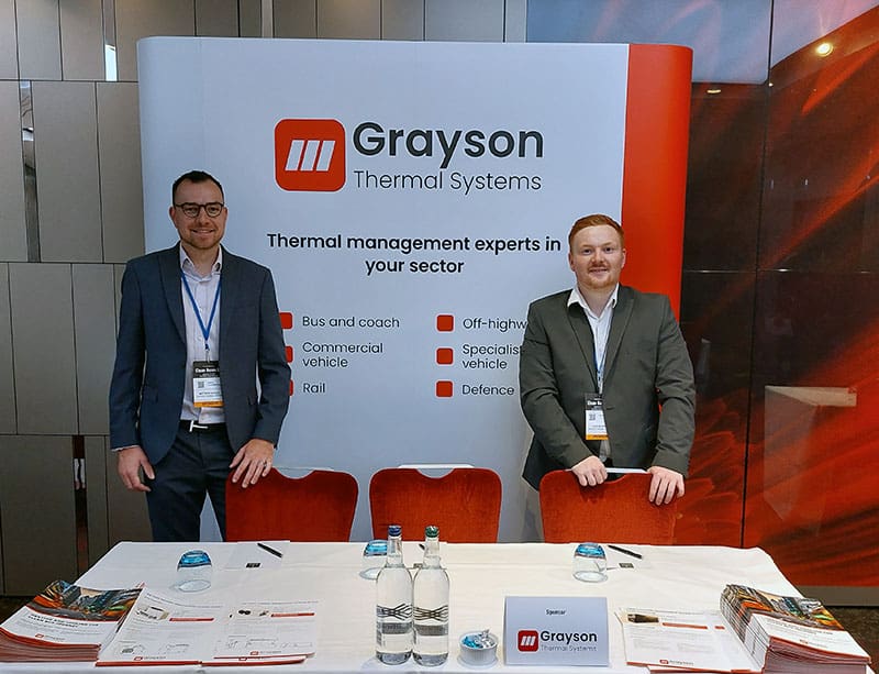 Grayson Thermal Systems' Matthew Hateley, Head of European Sales and Marketing, and Alex Bagnall (Aftermarket Sales Manager) at Clean Buses UK Conference
