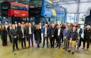 Grayson, Wrightbus , APC and partners at the launch of Wrightbus Streetdeck Hydroliner 2,0